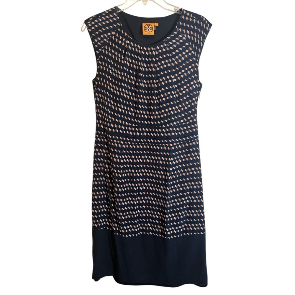 Tory Burch Women's Marlow Geometric Sleeveless Silk Sheath Dress Sz 8
